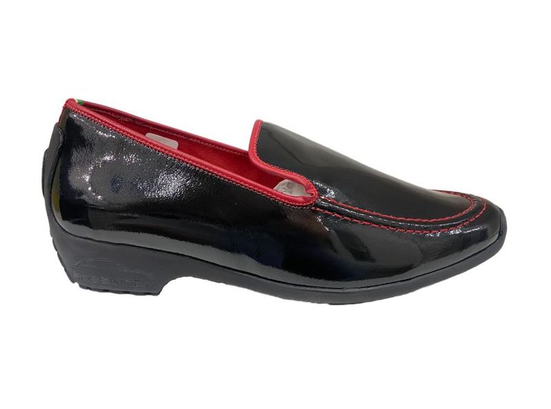 Rossimoda - RM 900 GT Patent Black/Red Stitch Mens Slip-ons