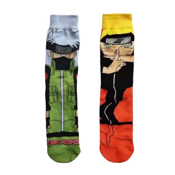 Naruto Themed Novelty Socks 2 Pairs Kakashi and Naruto