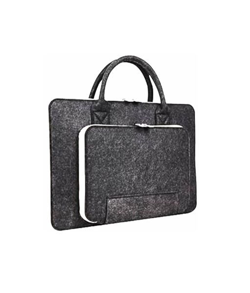 Felt Laptop Sleeve with Handles Portable Carrying Case Bag Pouch Black
