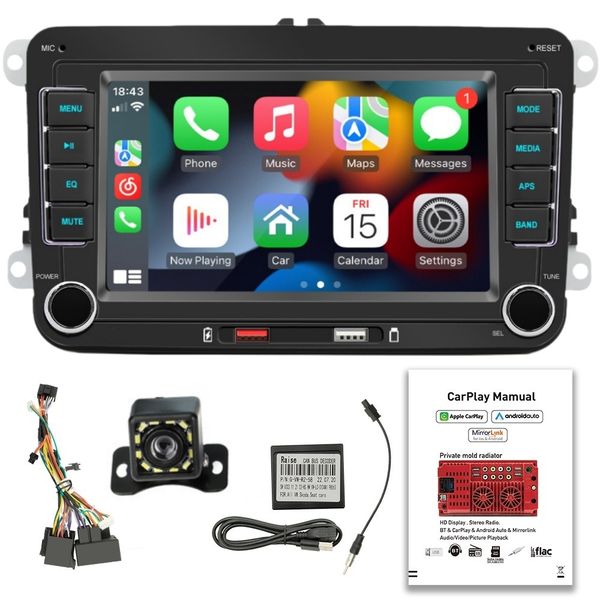 7" Car MP5 Player for compatible Volkswagen - Wireless CarPlay/Android Auto