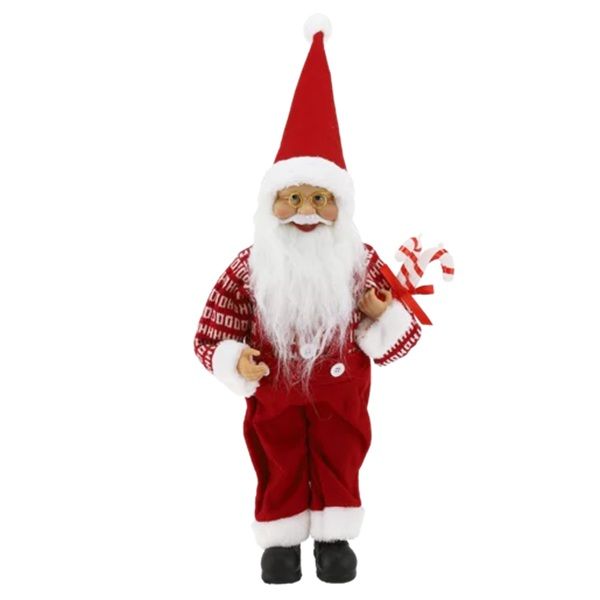 Santa with Candy Cane Christmas Decoration 45cm