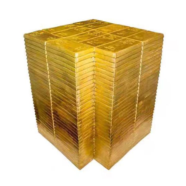 A highly attractive and visually striking stool made of gold-rimmed resin