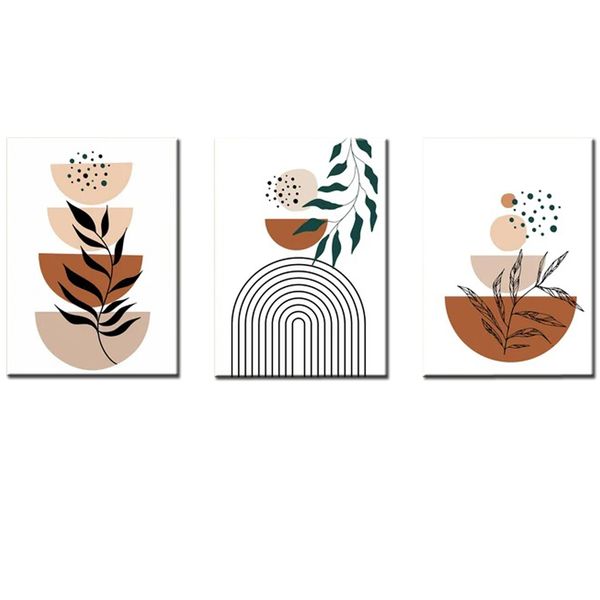Canvas-Art-3 Pieces Mid Century Boho Abstract Wall Art