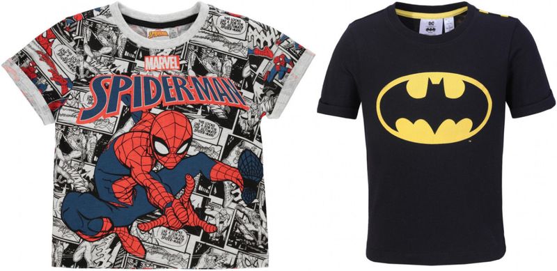 Character Kids - 2 Pack Short Sleeve T Shirt Boys - Spiderman/Batman [Parallel Import]