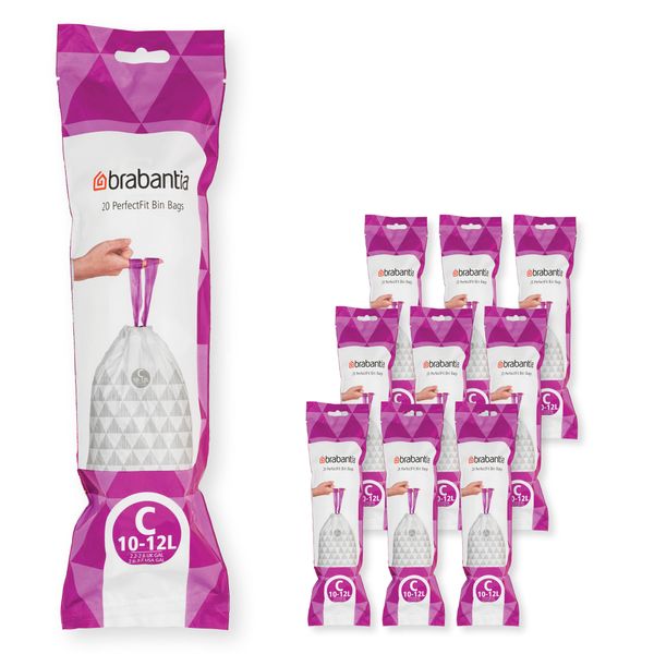 Brabantia - PerfectFit Bin Bags Code C 10-12L - 10 Rolls with 200 Bags