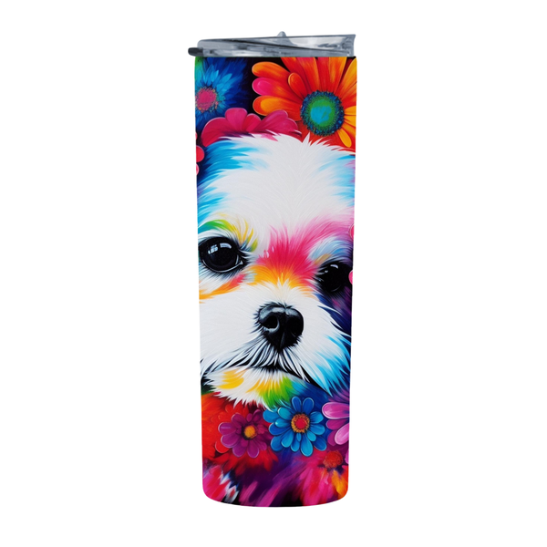 Rainbow Flora Boxer Pink 20 Oz Straight Skinny Tumbler 001