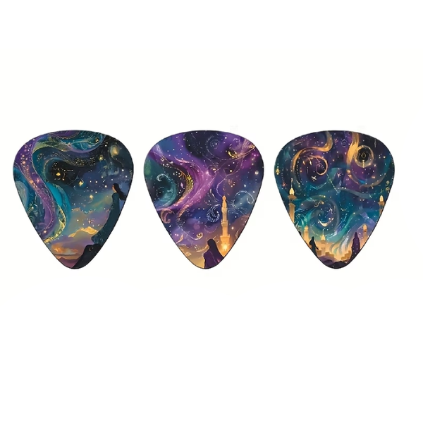 Pack of 3 Fantasy Galactic Guitar Plectrums - Medium