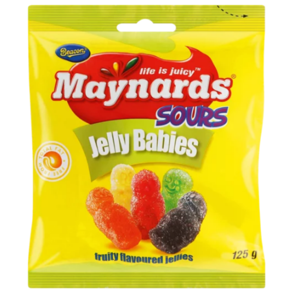 Maynards Sour Jelly Babies 125g - 24 Pack