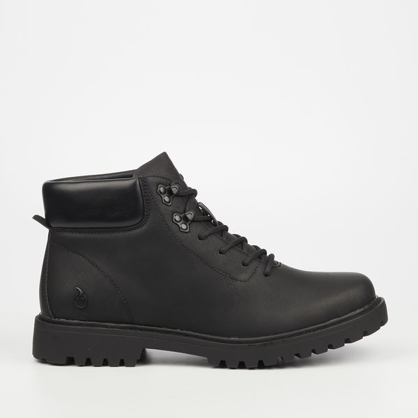 URBANART Men's Black Round Toe TPR Sole Boots