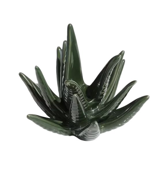 Green Aloe Vera Ceramic Jewellery Stand - Elegant Glossy