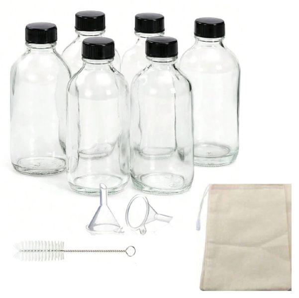 Clear Glass Juice Shot Bottles - 6 pack 60ml