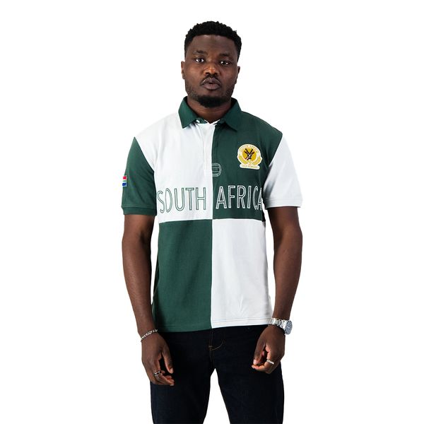 Old School SA Supporters Quartered SS Rugby Jersey-White