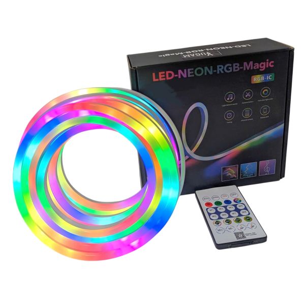 Flexible LED Neon RGB Colourful Strip Rope Light with Remote - 5 Meters