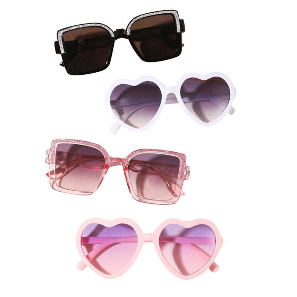Girls' Heart and Glitter Kids Sunglasses - Set of 4