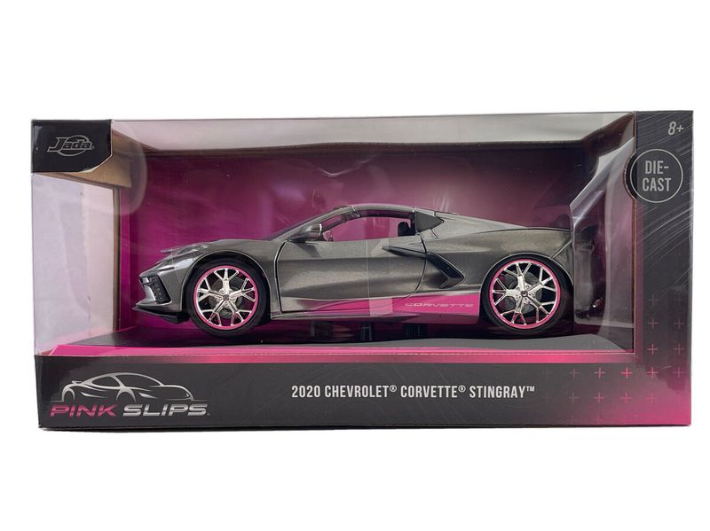Jada-1/24 2020 Chevrolet Corvette Stingray Gray Metallic-Pink Slips