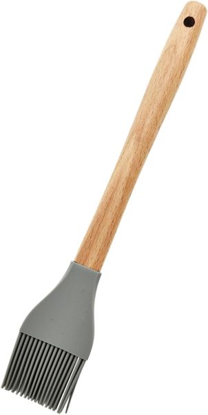 Grey Round Wooden Handle Silicone Basting Brush