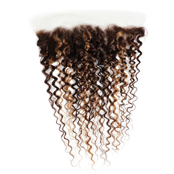 Human Hair Full Frontal 13X4 Lace Frontal Water Wave 4/27 Piano Color 14in