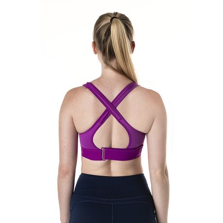 Adjustable Zip Up Sports Bra By Bo Fitness - Purple