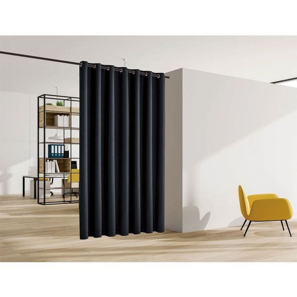 Afri High Quality Readymade Blackout plus Velvet Eyelet Curtain Black