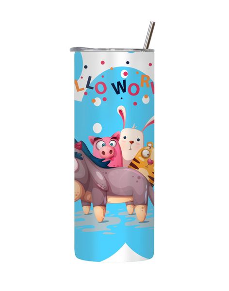 Hello World 20 Oz Tumbler with Lid and Straw Kids Graphic Design Present107