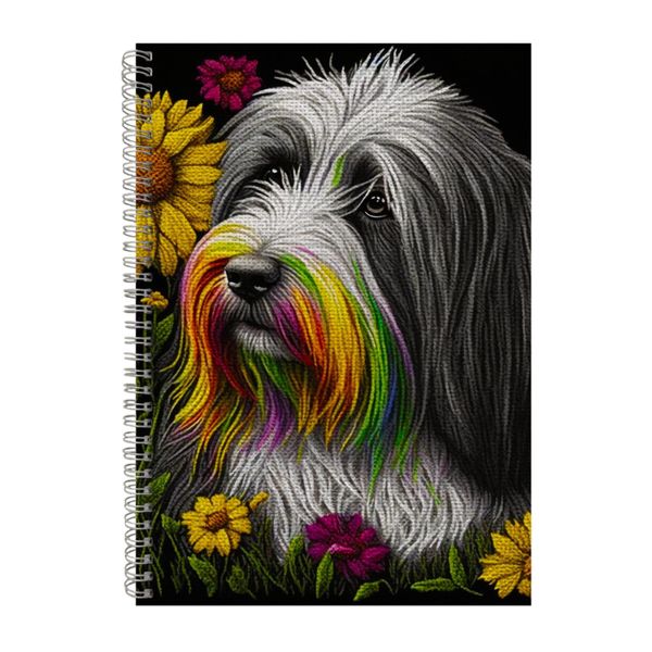 Embroidered BEARDED COLLIE Notebook Animal Gift Idea A4 Notepad Pad 98
