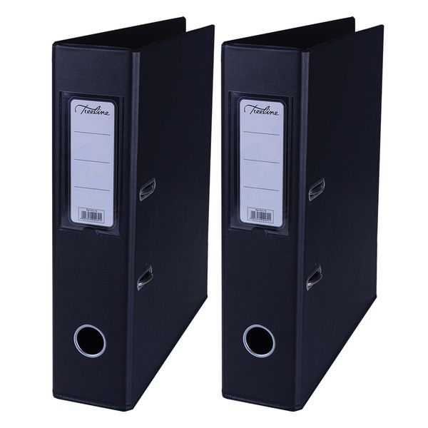 Treeline PVC 70 A4 PVC Lever Arch File - Black - Pack of 2