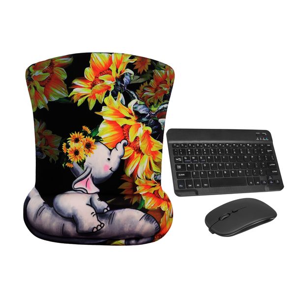 LD Ergonomic Elephant Mouse Pad and Wireless Keyboard and Mouse Combo
