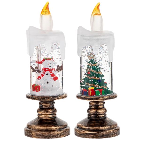 Christmas Candle Night Light Decoration - Vintage Resin LED Candle Lamp
