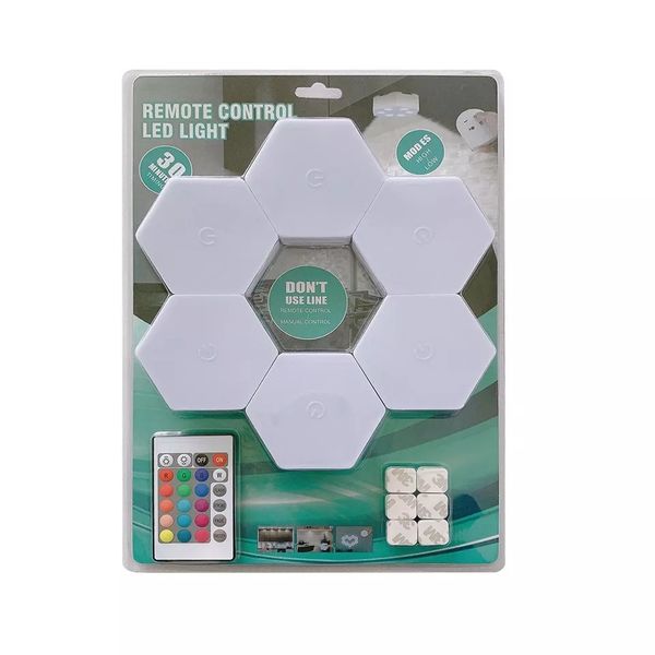 Battery Operated 6 LED Tap Light With Remote Control RGB- SD