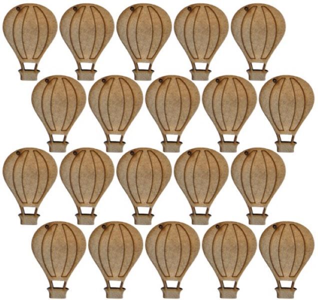 MDF Hot Air Balloon Keyring Blanks 7cm with 3mm Hole (3mm Blonde MDF)