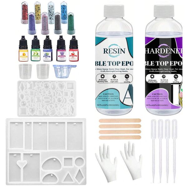 59 Piece Jewellery and Earring Epoxy Resin Kit with Dye and Glitter