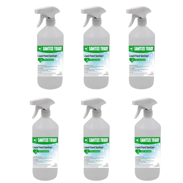 70% Alcohol Liquid Hand Sanitizer with Trigger Spray 1L - Pack of 6