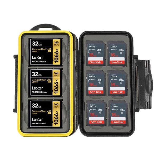 6 SD + 3 CF + 6TF Memory Card Case Holder Storage Box Cartridge Lock Fits