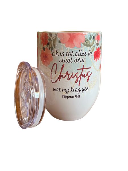 Coffee Wine Afrikaans Tumbler Stainless Steel Bible Verse Flowers Gift Gin