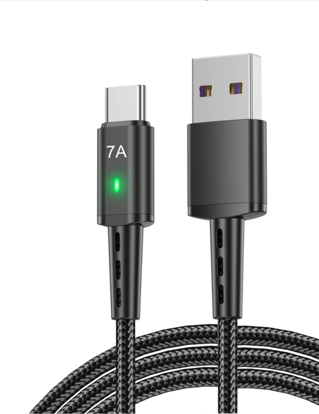 7A Fast Charging USB Type C Cable Durable Braid Data Cord for Phones