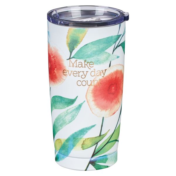 Stainless Steel Mug - Make Every Day Count, Orange Blossoms