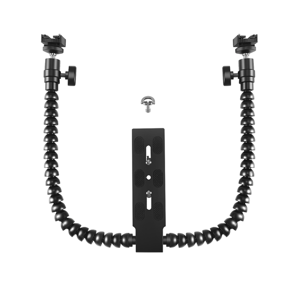 New Flexible Dual Arm Hot Shoe Flash Bracket Mount Holder For Canon