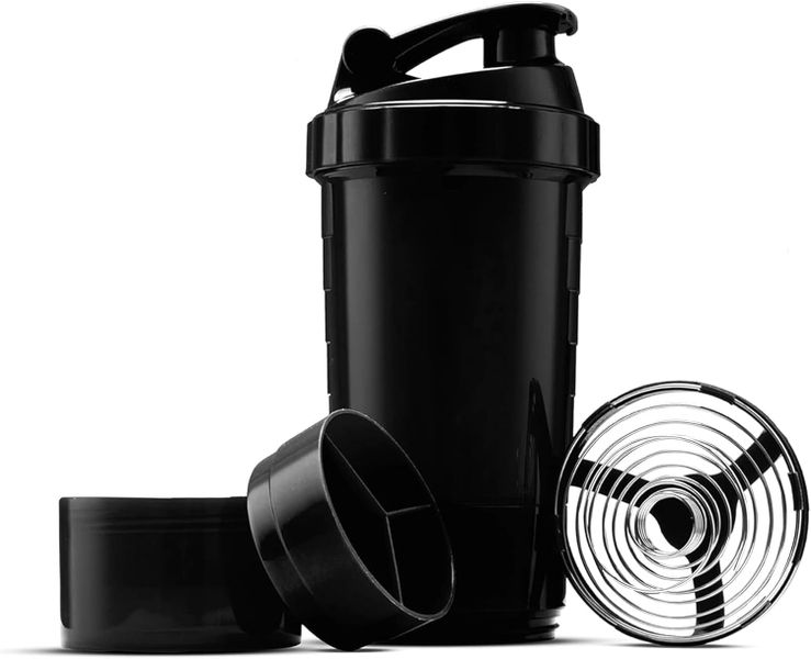 Sulfar Protein Shaker Bottle Non-Slip 3 Layer Twist Off, Leak-Proof Blender