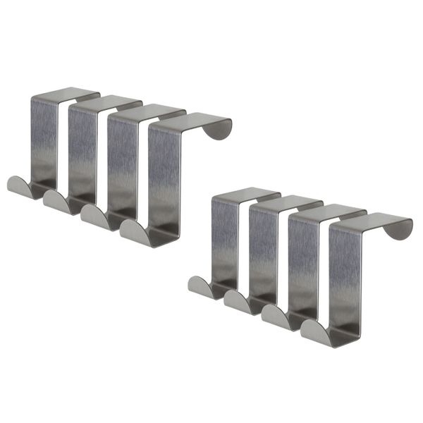 Stainless Steel Metal Over Door Hooks (Set of 8)