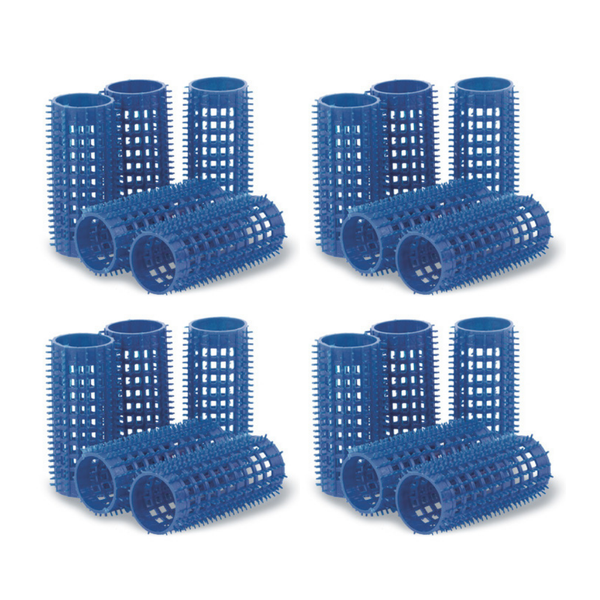32 Piece Medium Blue Hair Curler Set Rollers with Pins