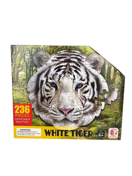 236-Piece White Tiger Animal-Shaped Jigsaw Puzzle