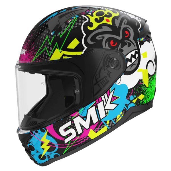 SMK Bionic Youth Chimpz Helmet MA264 - Black/Yellow/Blue/Pink/White