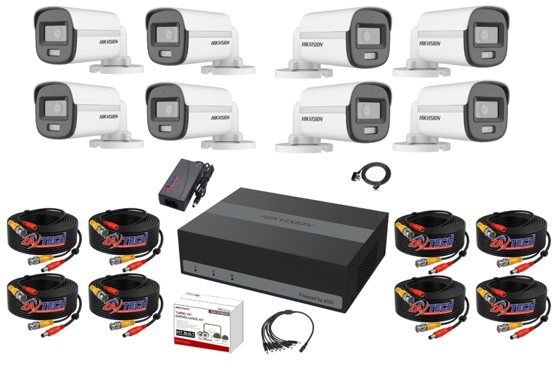 Hikvision 8CH ColorVu eDVR CCTV Kit with 1TB SSD &amp; Zatech Ready-Made Cables
