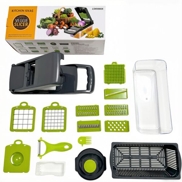LSHXINXX Vegetable Chopper Dicer with Container Manual Hand Cooking Gadget