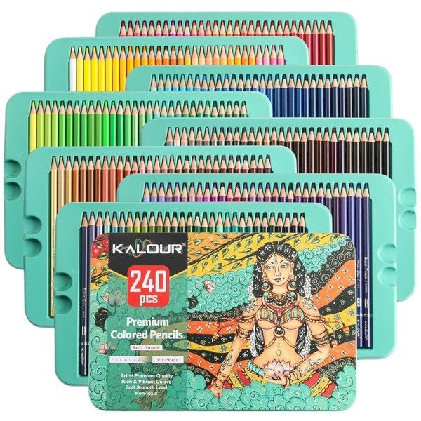 KALOUR Professional Colored Pencils Set, 240 Vibrant Colors
