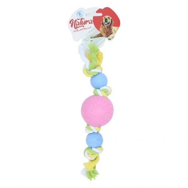 Natura Plastic Three Ball Dog Rope Toy