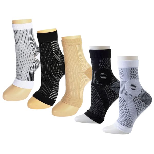 5 Pairs Neuropathy Socks Ankle Support Socks Toeless Compression Socks