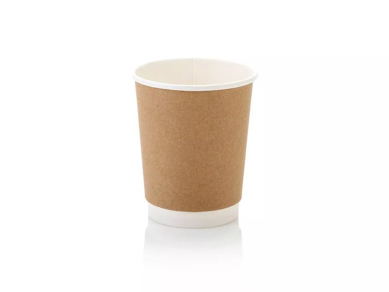 Disposable Double Wall Kraft 250ml Coffee Cups - 50 Pieces