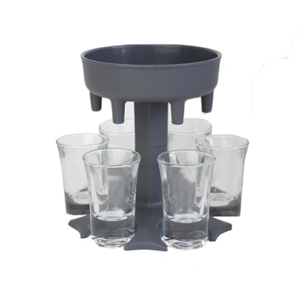 6 Shot Glass Dispenser Holder - Dispenser Rack (Grey)