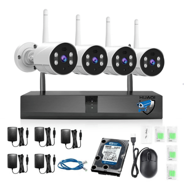 Security Camera System Kit+500 GB HDD +8CH 2MP WiFi NVR+4 2MP Cameras HUAOI